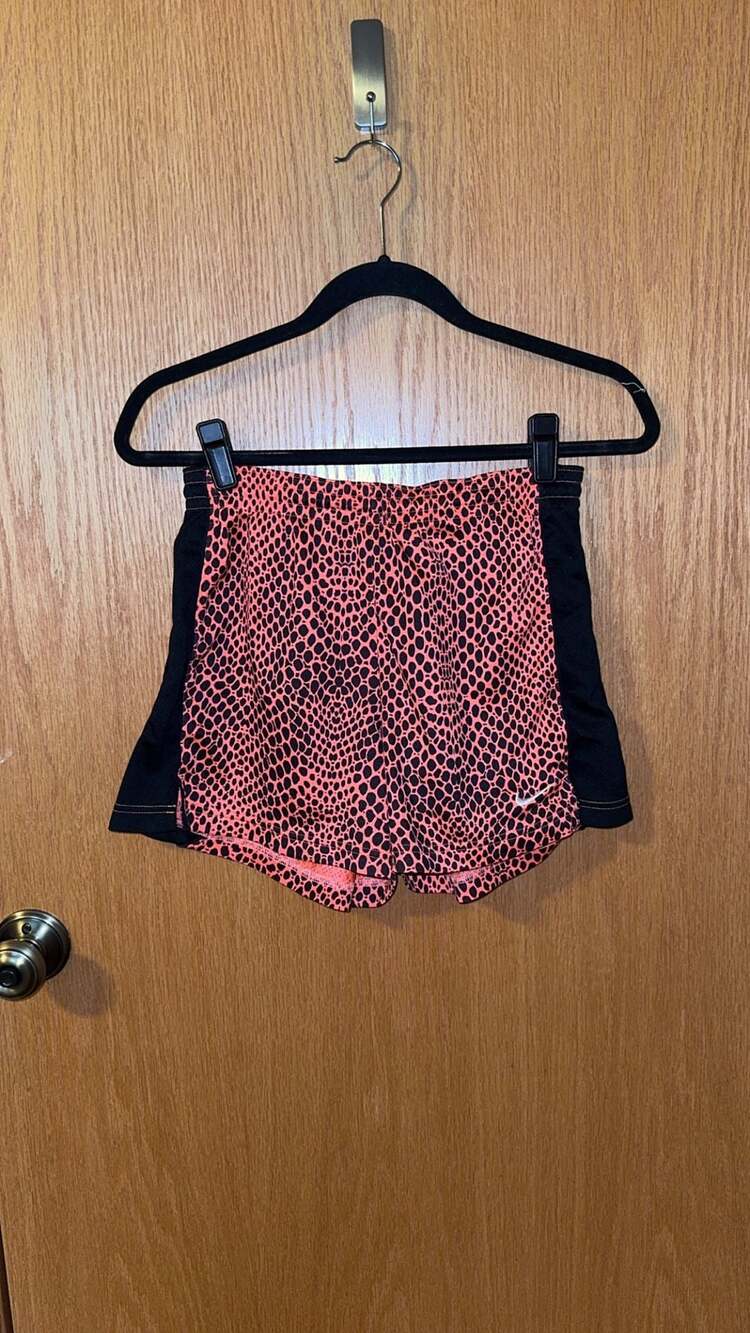Nike Women's Tempo Animal Print Running Shorts Coral Black Size XS